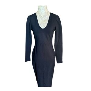 Fashion Nova Classic Sexy Stretch Long Sleeve Dress Pinup LBD Cocktail Medium